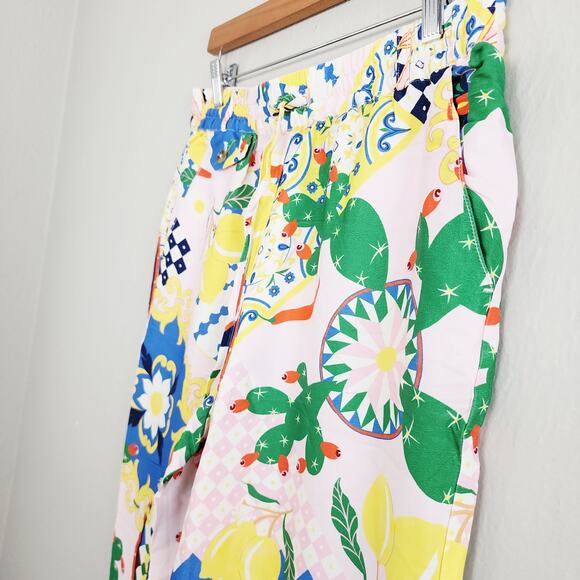 Maeve Anthropologie Pink Multicolor Print Straight Leg Silky Pull On Pants S NWT - Picture 8 of 13